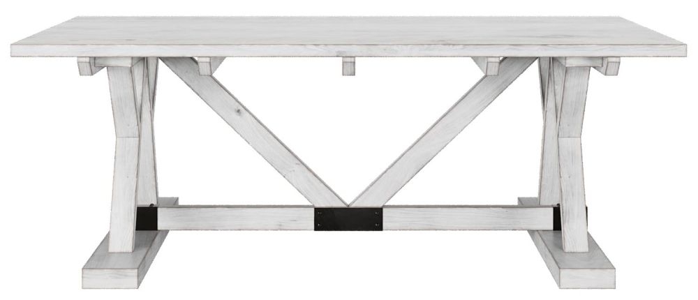 Clearance - Farmhouse Coffee Table - Trestle - White Washed Mango Wood