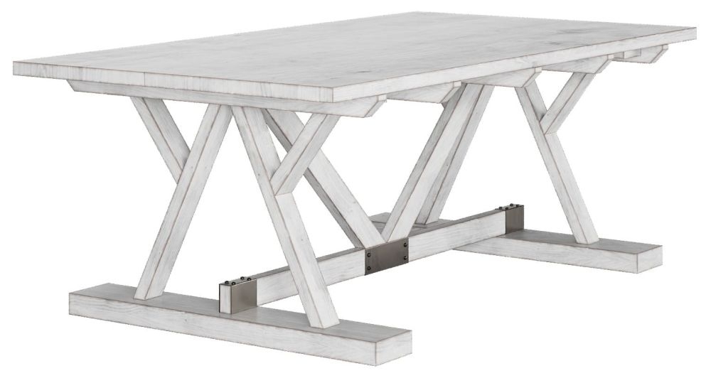 Clearance - Farmhouse Coffee Table - Trestle - White Washed Mango Wood