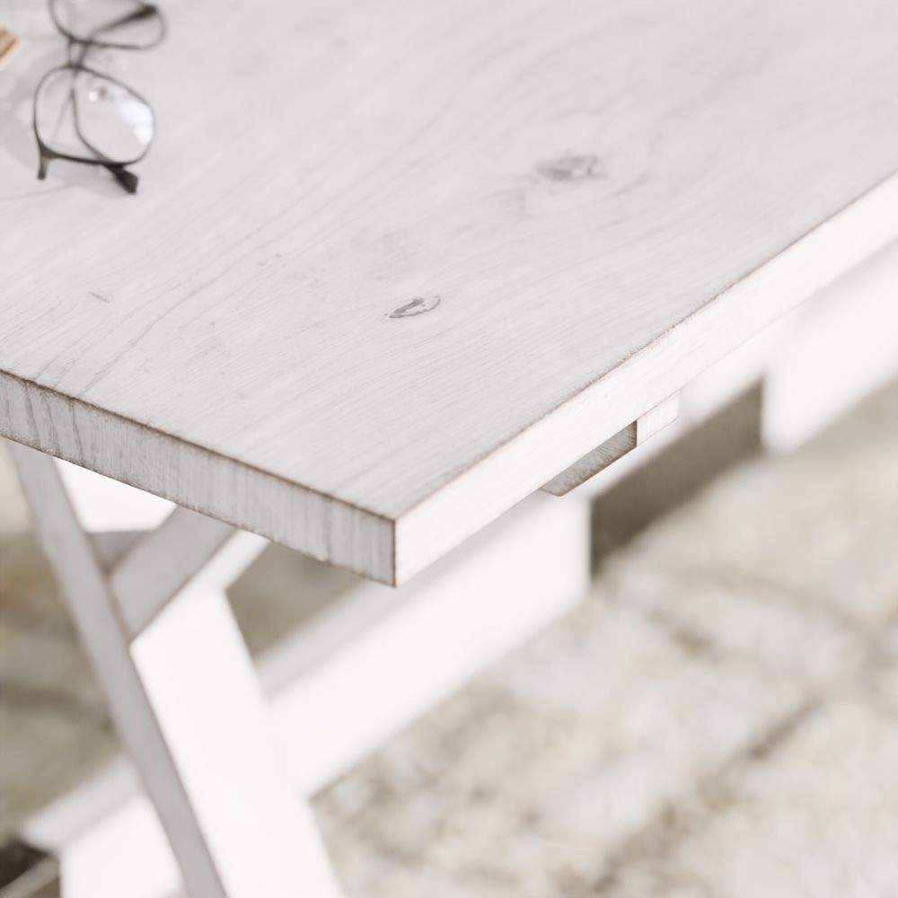 Clearance - Farmhouse Coffee Table - Trestle - White Washed Mango Wood