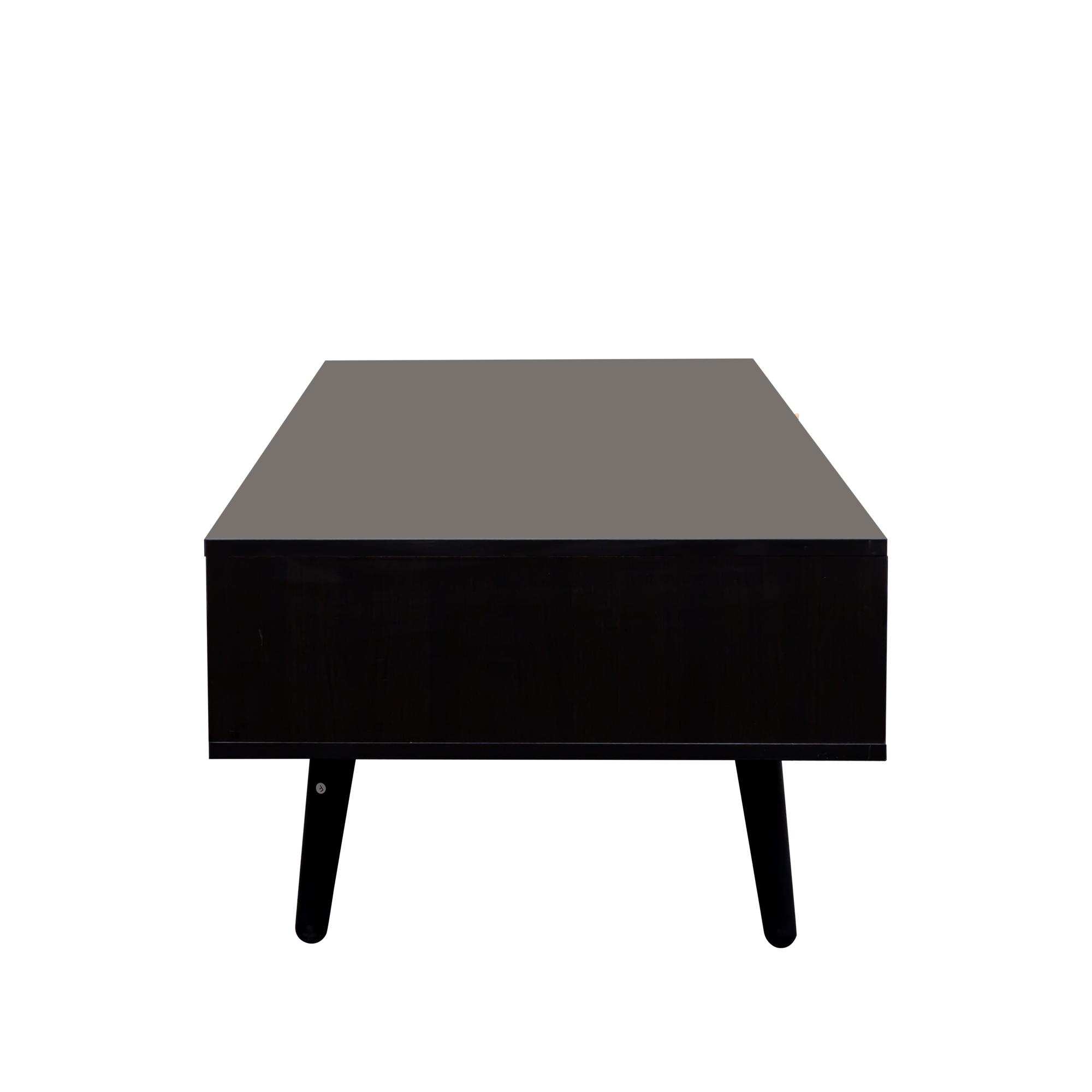 Clearance - Ferrero Coffee Table - 1 Drawer - Black and Woven Rattan