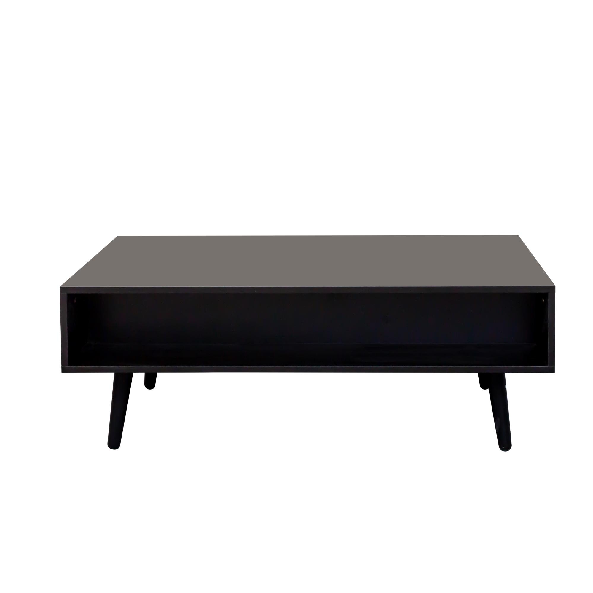 Clearance - Ferrero Coffee Table - 1 Drawer - Black and Woven Rattan