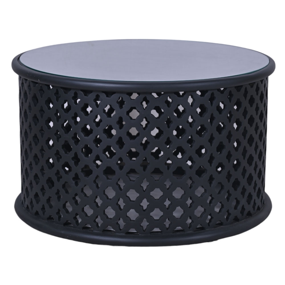 Clearance - Jaipur Coffee Table - Round - Black Mango Wood - Lattice