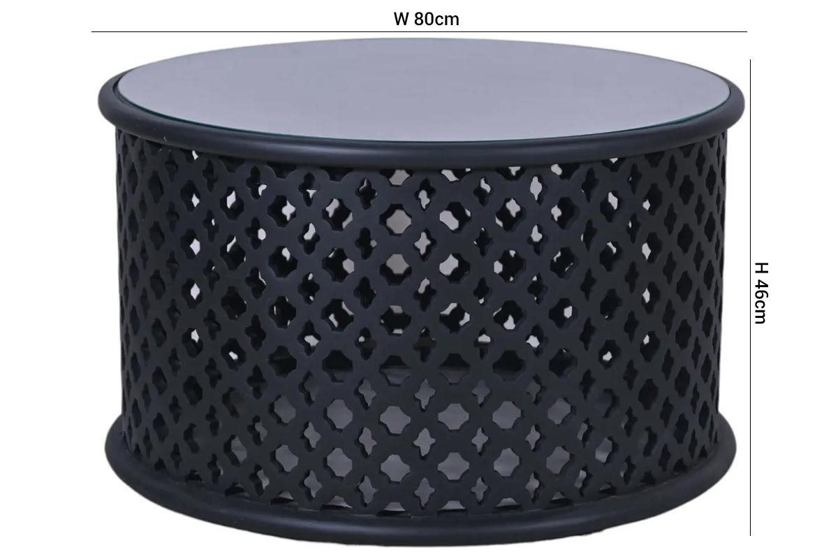 Clearance - Jaipur Coffee Table - Round - Black Mango Wood - Lattice