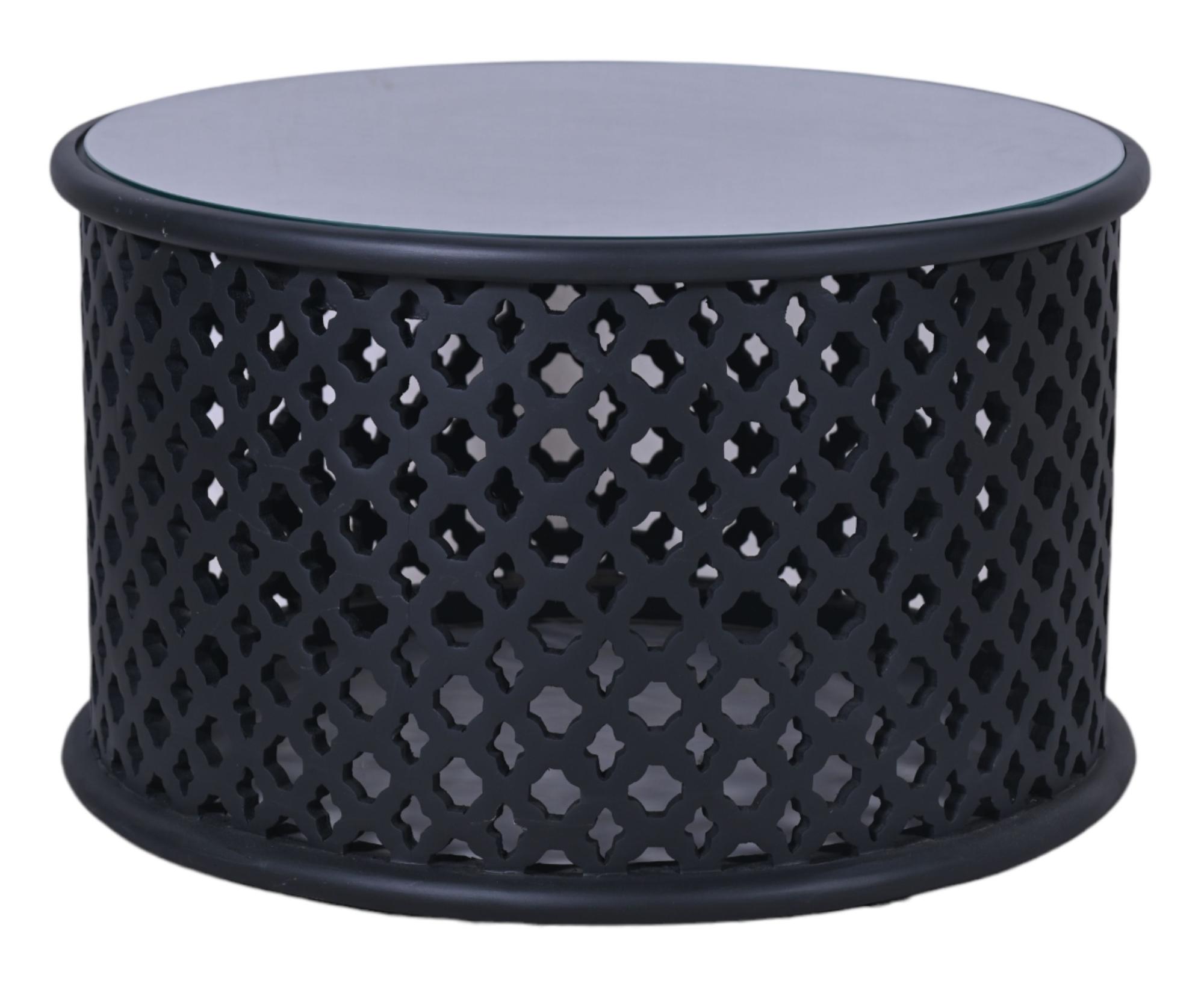 Clearance - Jaipur Coffee Table - Round - Black Mango Wood - Lattice