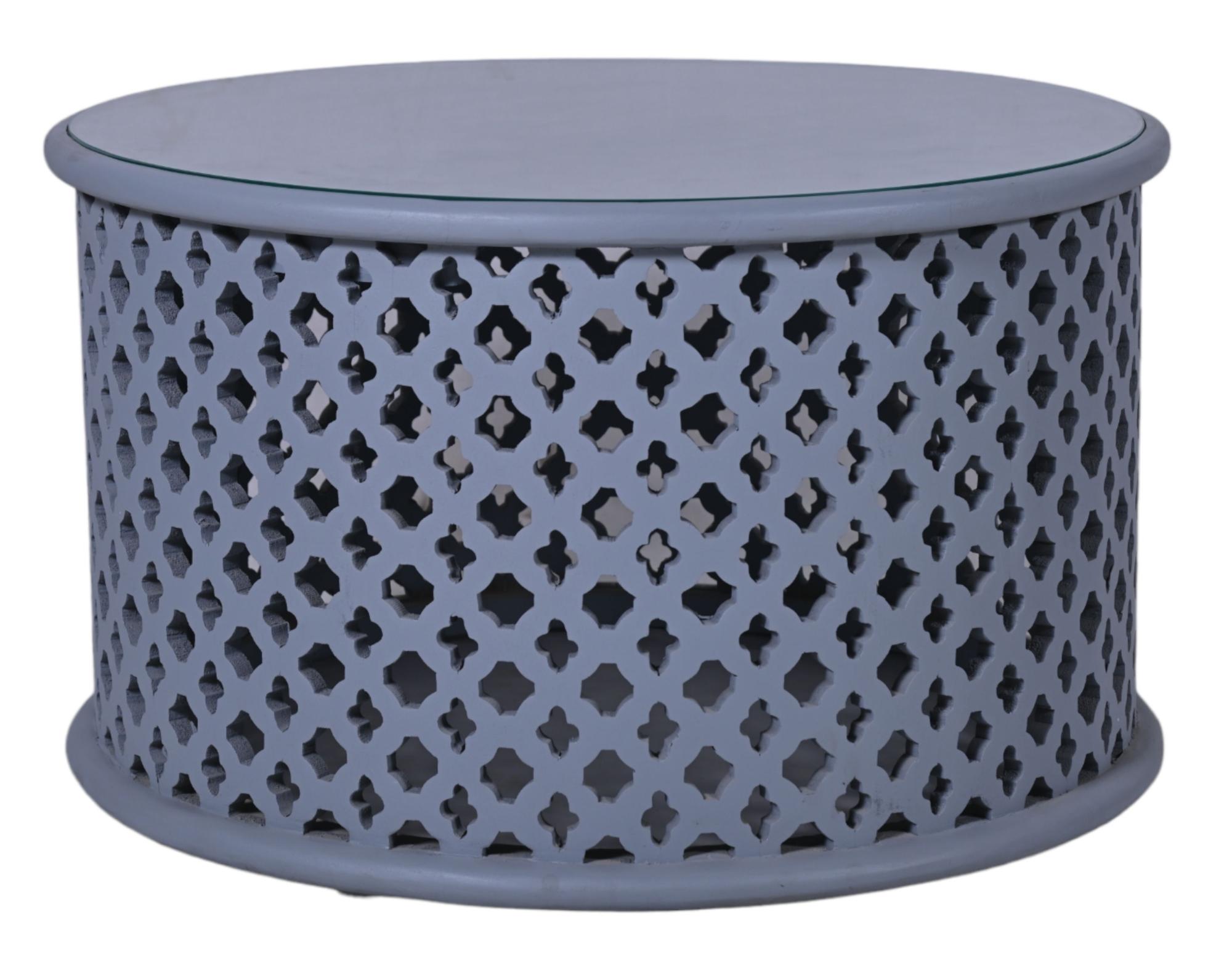 Clearance - Jaipur Coffee Table - Round - Grey Mango Wood - Lattice