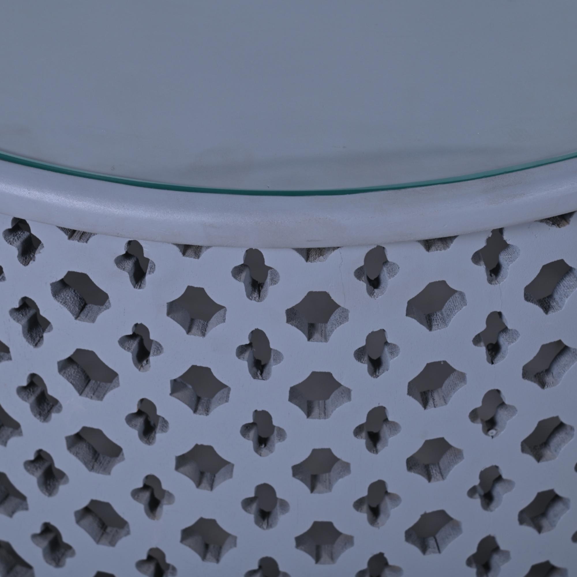 Clearance - Jaipur Coffee Table - Round - Grey Mango Wood - Lattice