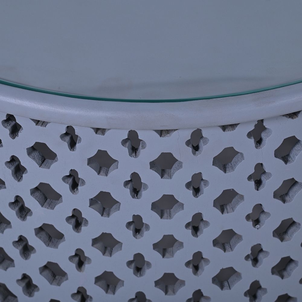 Clearance - Jaipur Coffee Table - Round - Grey Mango Wood - Lattice