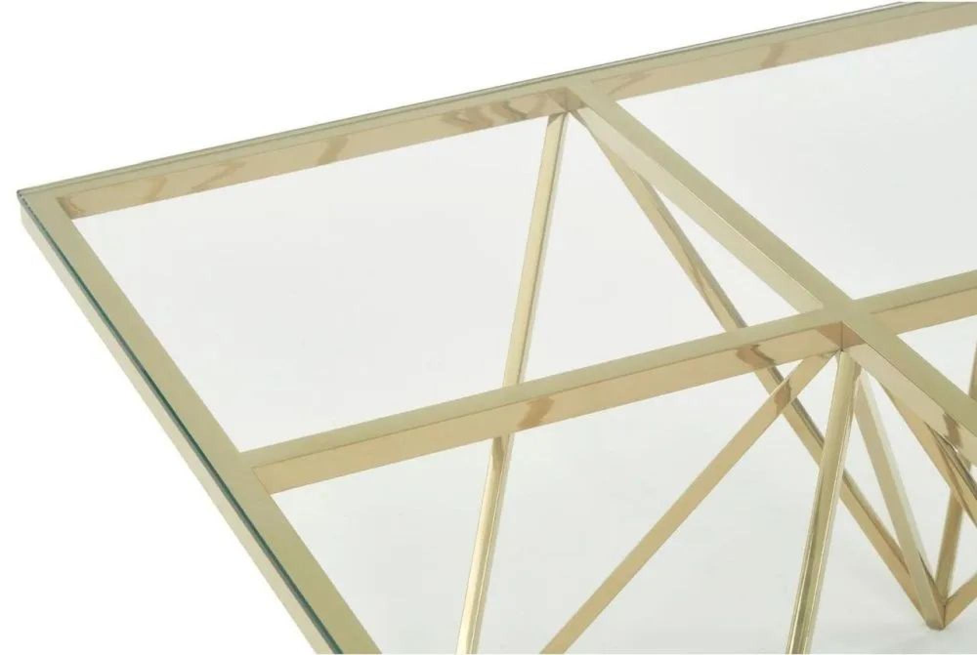 Clearance - Kelley Glass Top and Gold Spike Base Coffee Table - FSS15735