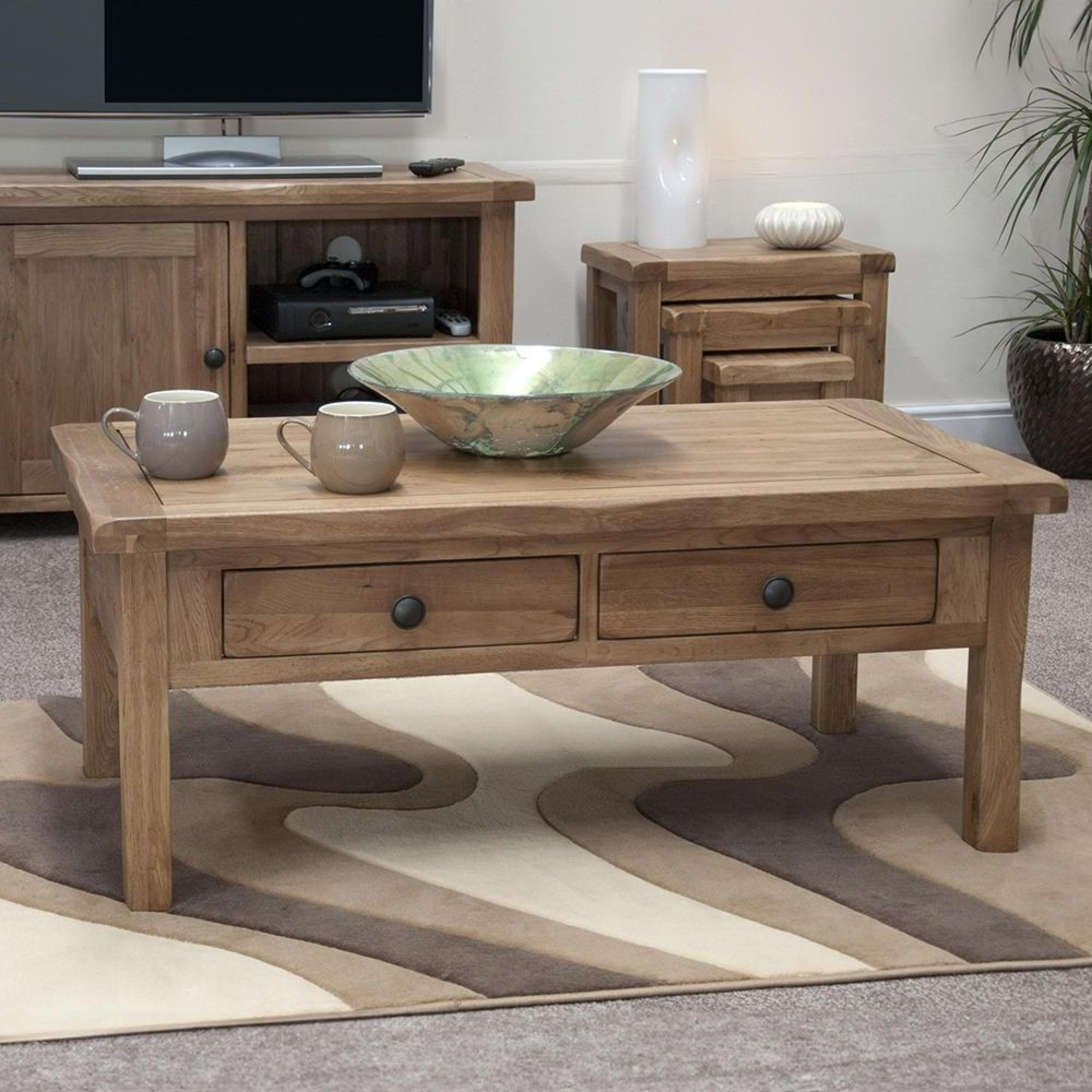 Clearance - Rutland Oak 2 Drawer Coffee Table - FSS16357
