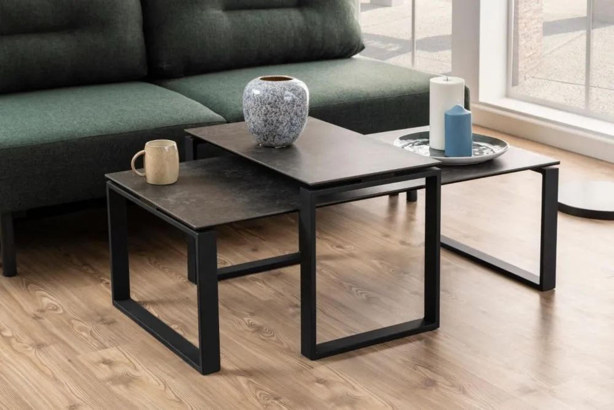 Clearance - Set of 2 Kiefer Black Ceramic Coffee Table - FSS15807