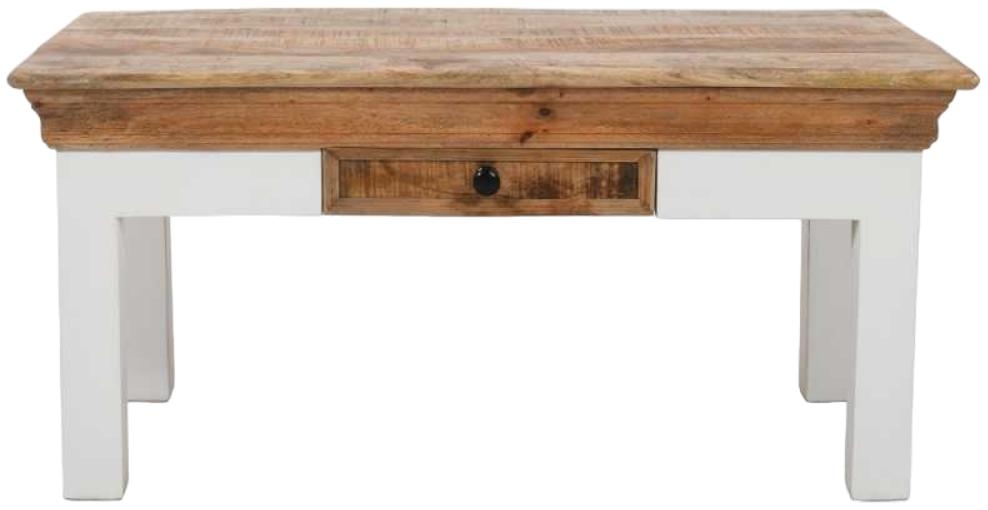 Coastal White and Wood Storage Coffee Table