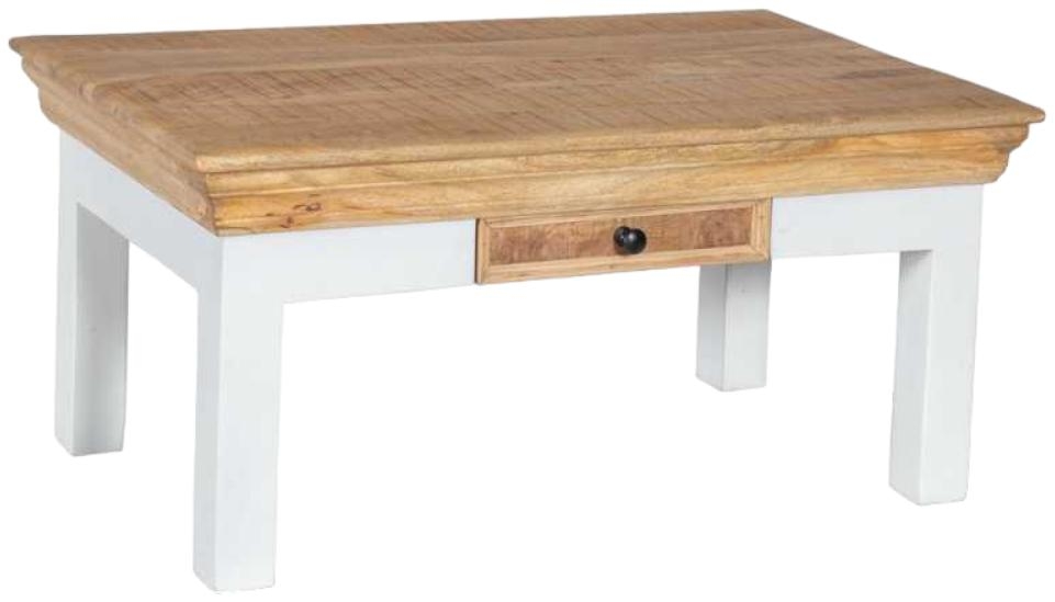 Coastal White and Wood Storage Coffee Table