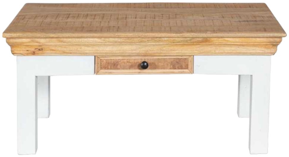 Coastal White and Wood Storage Coffee Table
