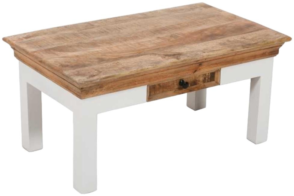 Coastal White and Wood Storage Coffee Table