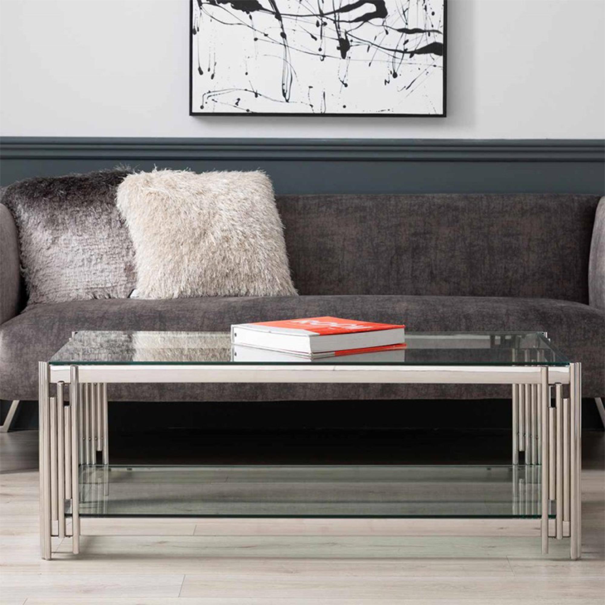 Cohen Coffee Table - Clear Glass and Chrome