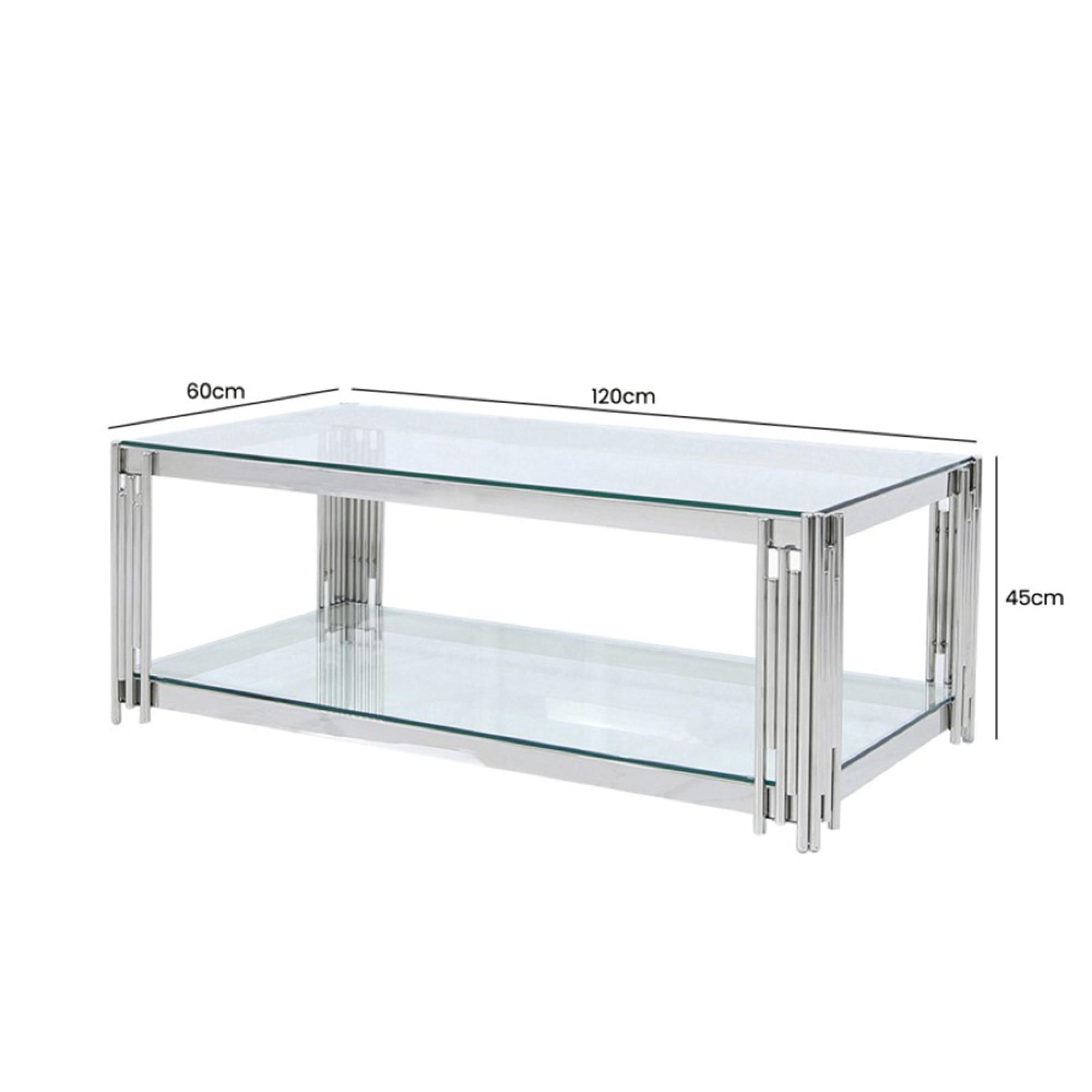 Cohen Coffee Table - Clear Glass and Chrome