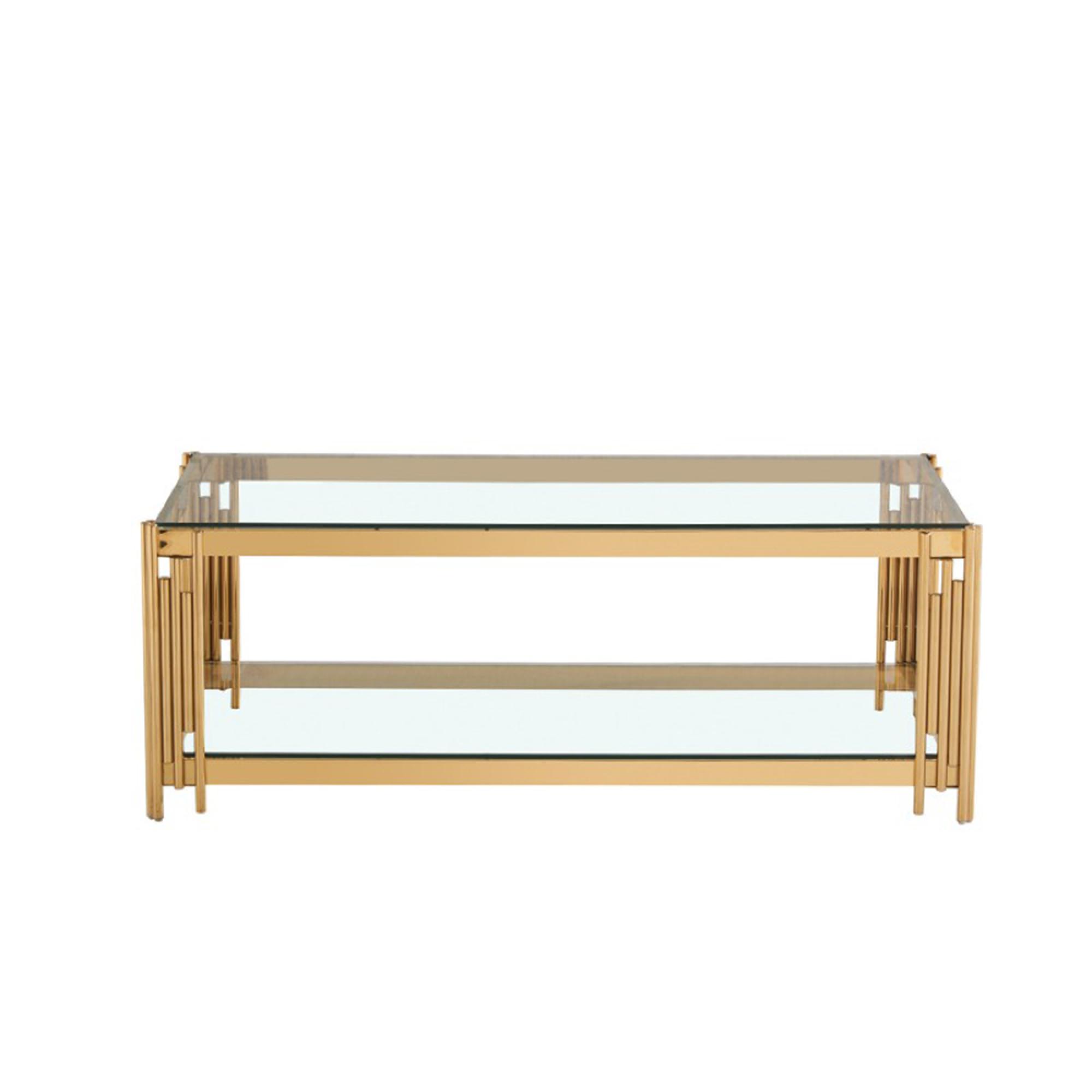 Cohen Coffee Table - Clear Glass and Gold Metal