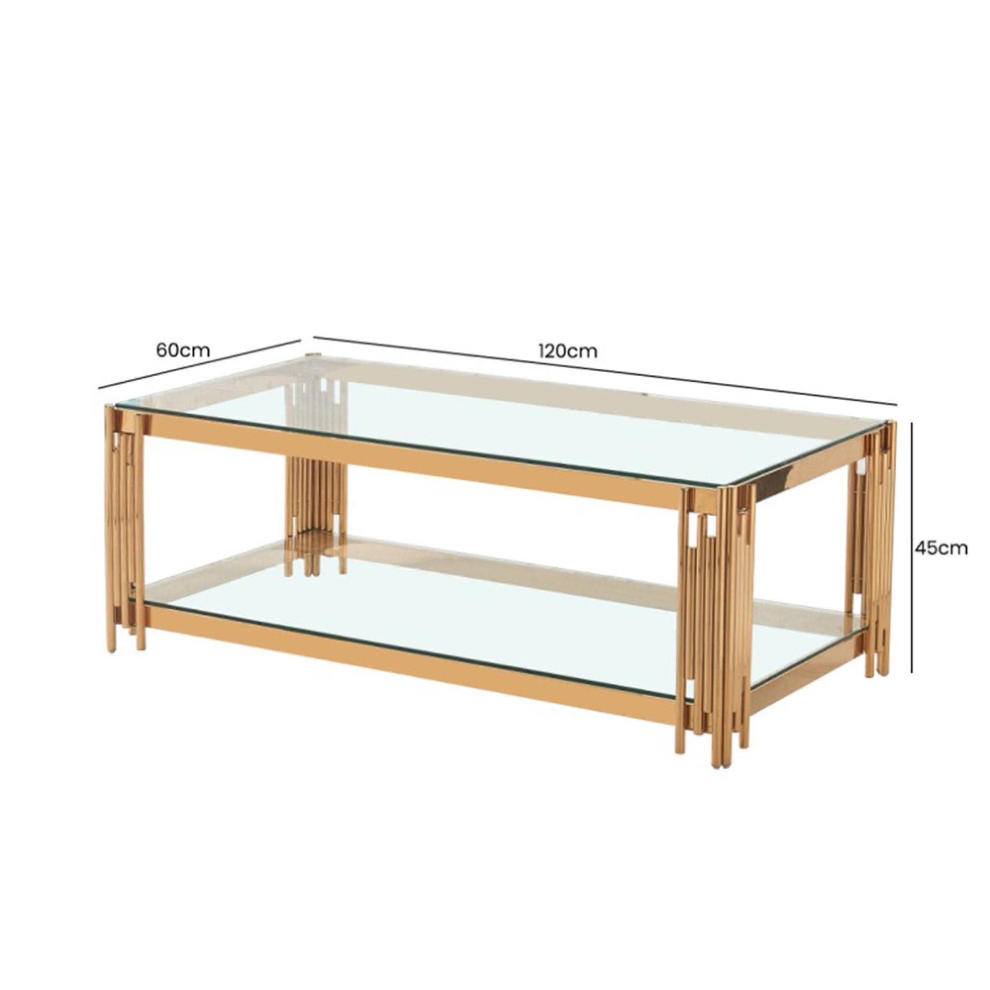 Cohen Coffee Table - Clear Glass and Gold Metal