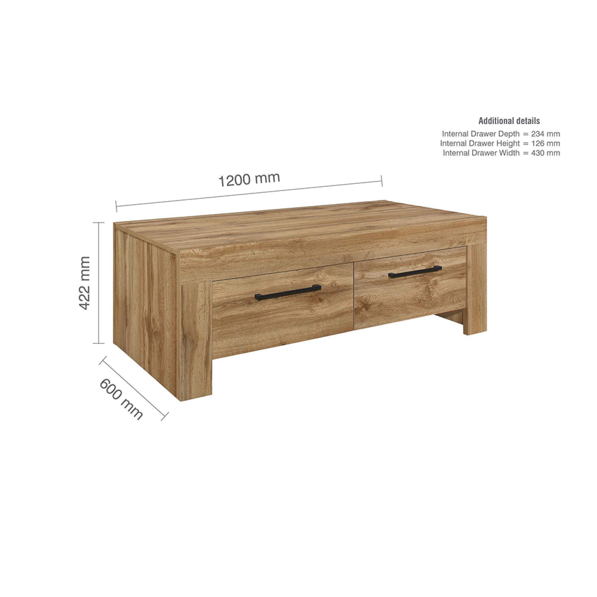 Compton Coffee Table - 4 Drawer - Oak