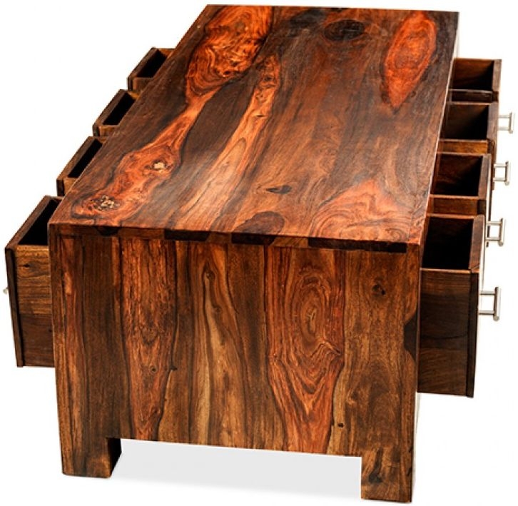 Cube Sheesham 8 Drawer Coffee Table