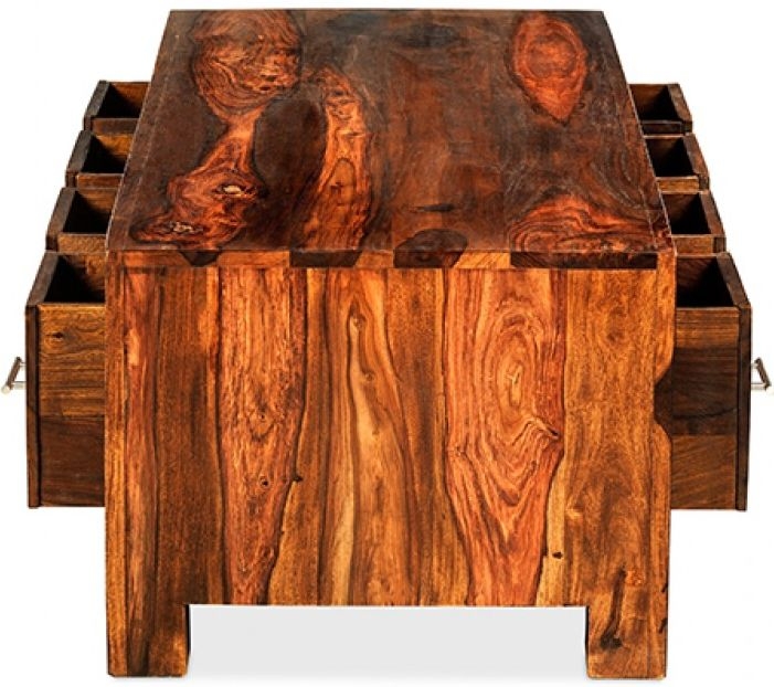 Cube Sheesham 8 Drawer Coffee Table