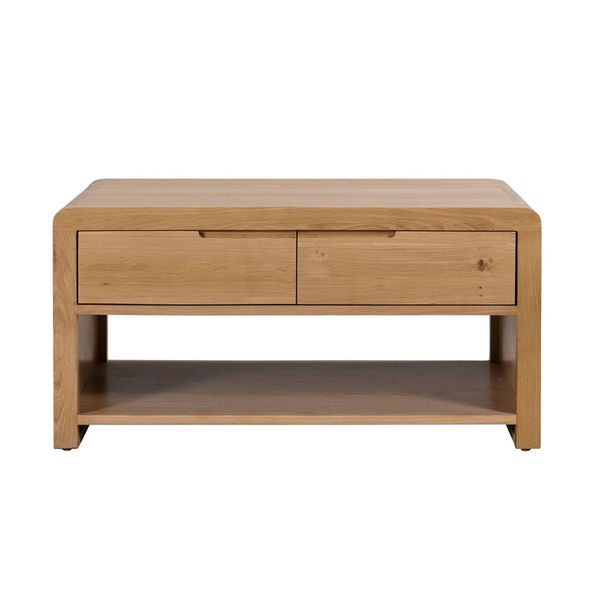 Curve Coffee Table - 2 Drawer - Oak