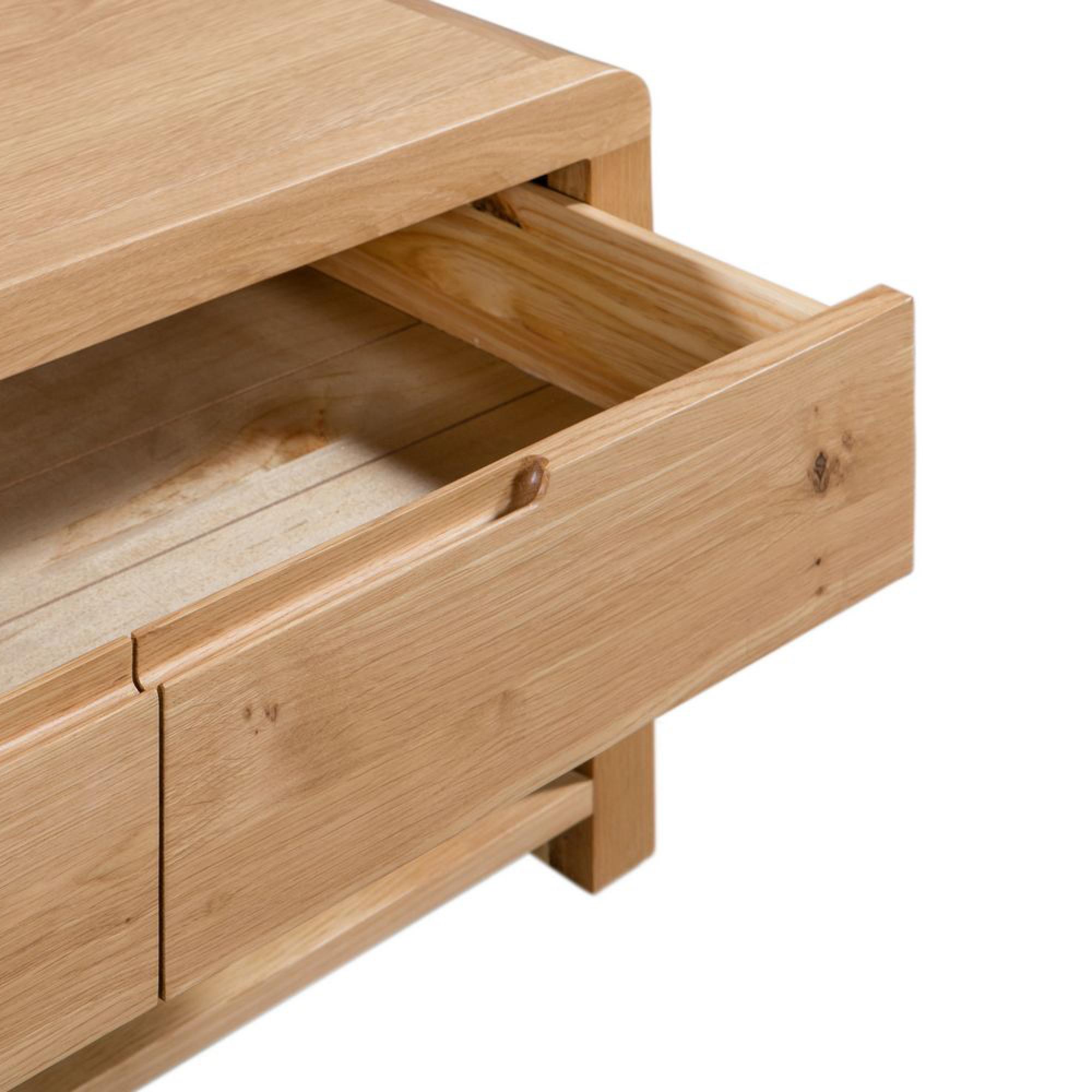 Curve Coffee Table - 2 Drawer - Oak