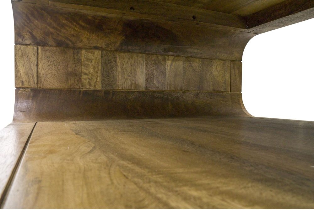 Curved Edge Mango Wood 1 Drawer Coffee Table