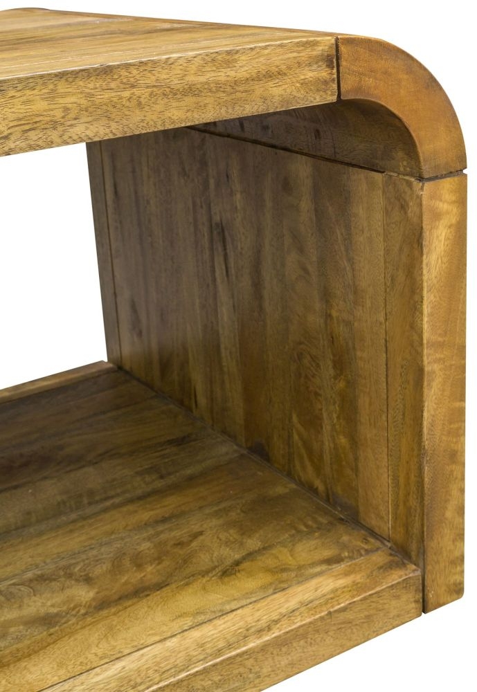 Curved Edge Mango Wood 1 Drawer Coffee Table