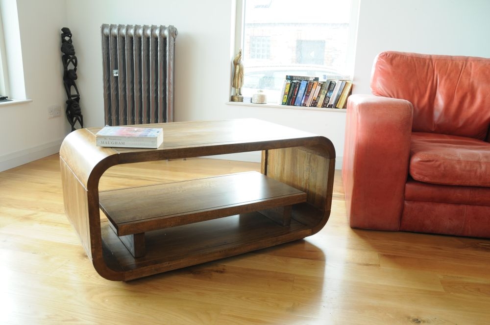 Curved Edge Mango Wood Coffee Table