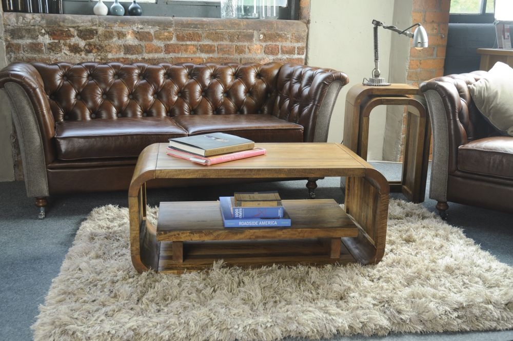 Curved Edge Mango Wood Coffee Table