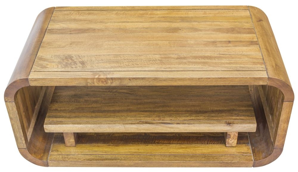 Curved Edge Mango Wood Coffee Table
