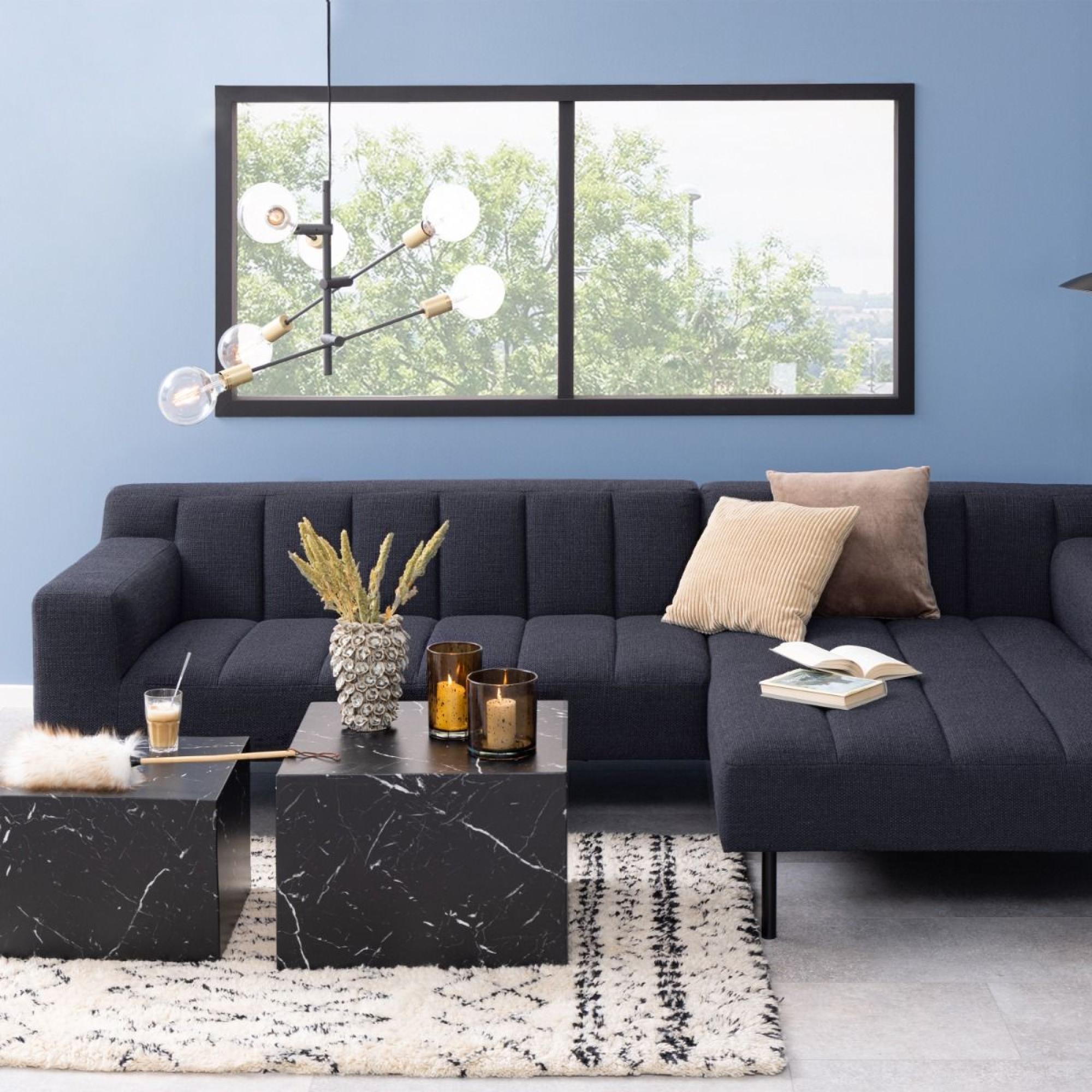 Dice Black Marble Effect Set of 2 Square Coffee Table