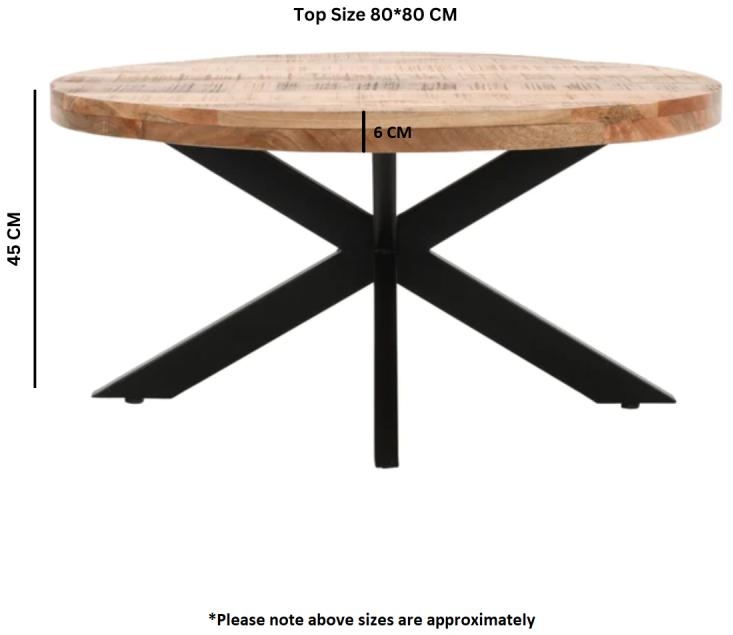 Dispur Solid Mango Wood 80cm Round Coffee Table
