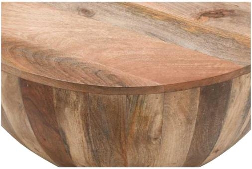 Dispur Solid Mango Wood Drum Coffee Table