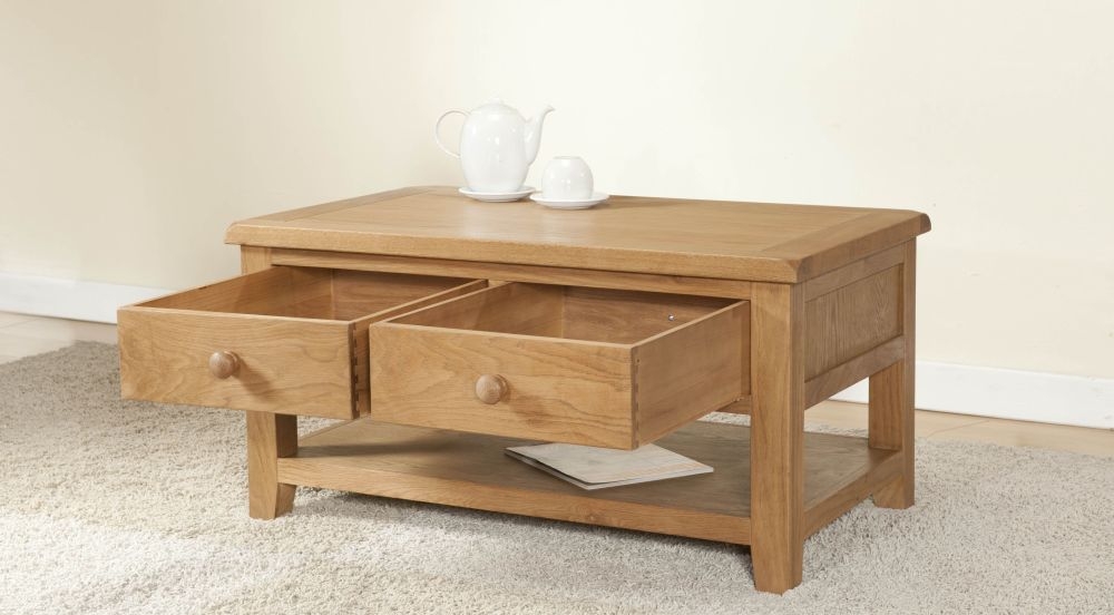 Dorset Coffee Table - 2 Drawer - Oak