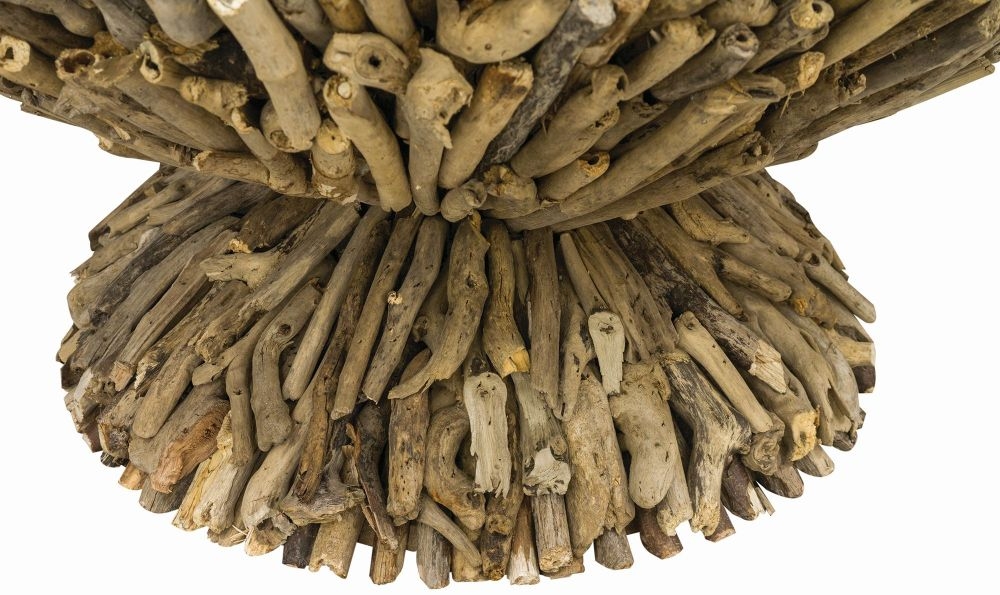 Driftwood Round Coffee Table - Glass Top