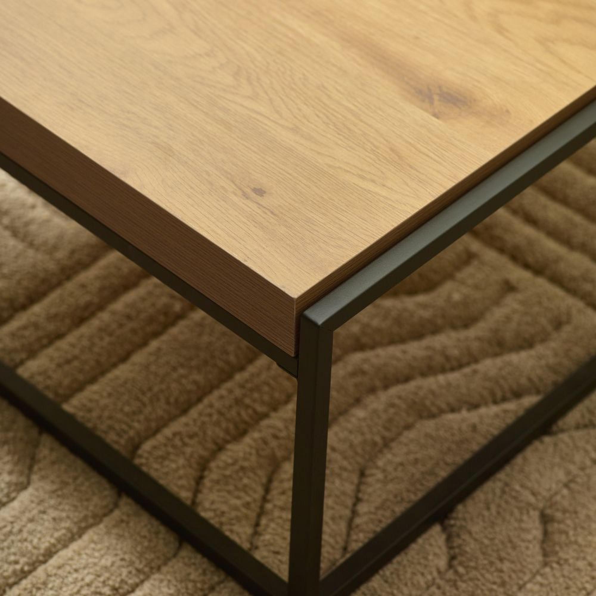 Ezra Coffee Table - 83cm - Square - Tray - Light Oak