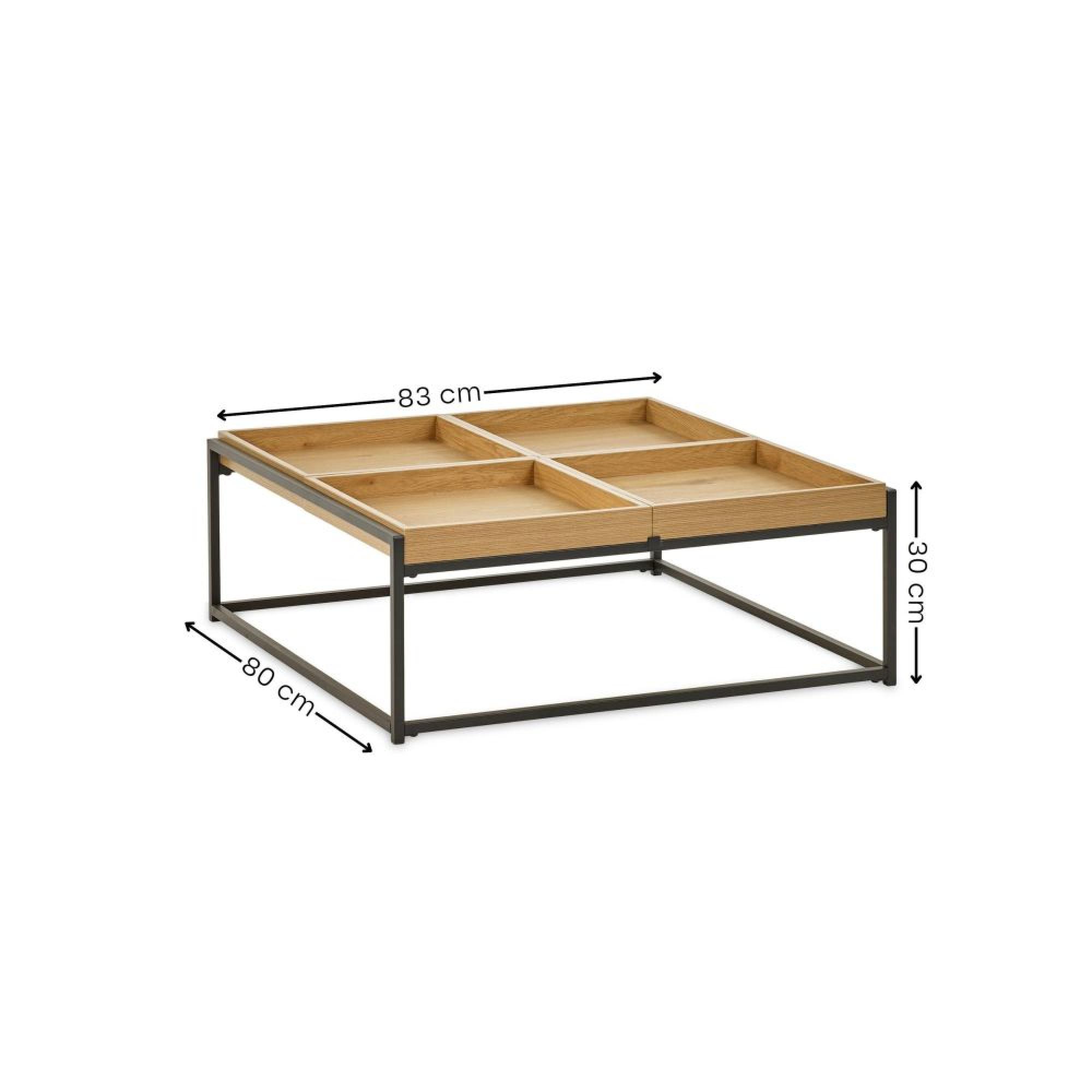 Ezra Coffee Table - 83cm - Square - Tray - Light Oak