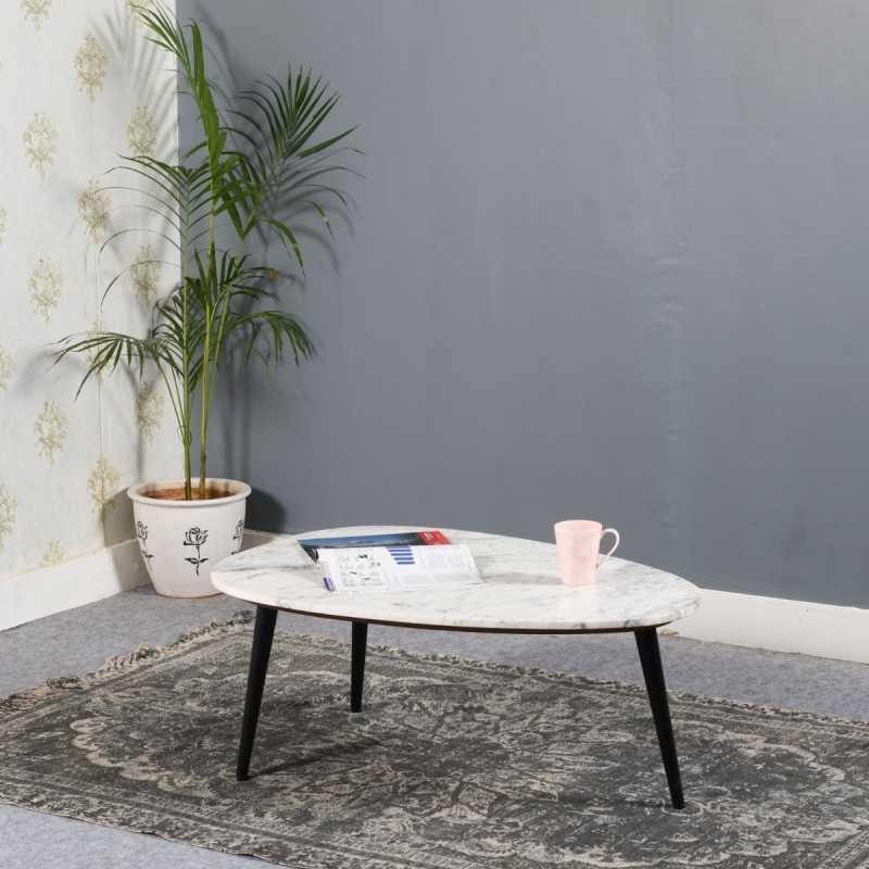 Fluted White Marble Coffee Table
