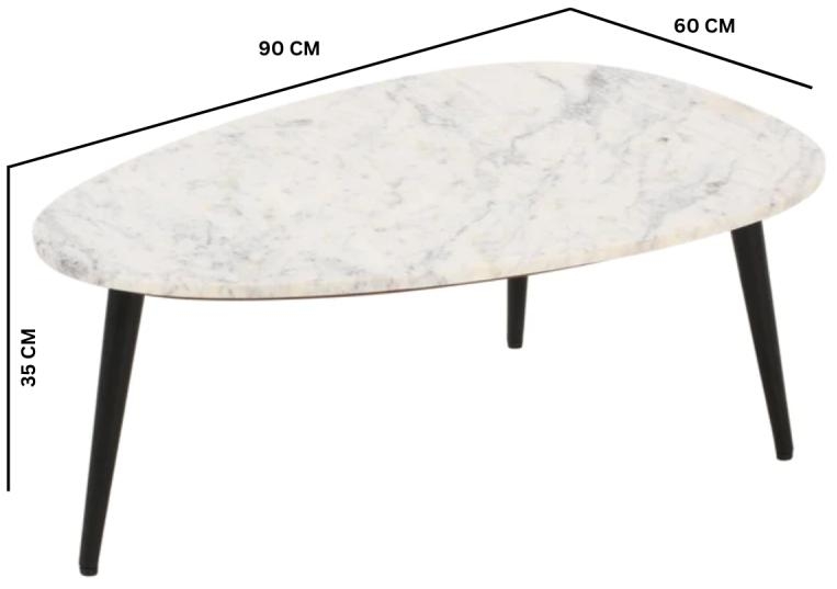 Fluted White Marble Coffee Table