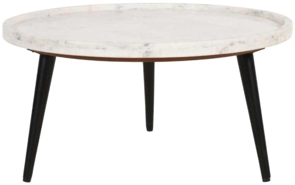 Fluted White Marble Round Coffee Table