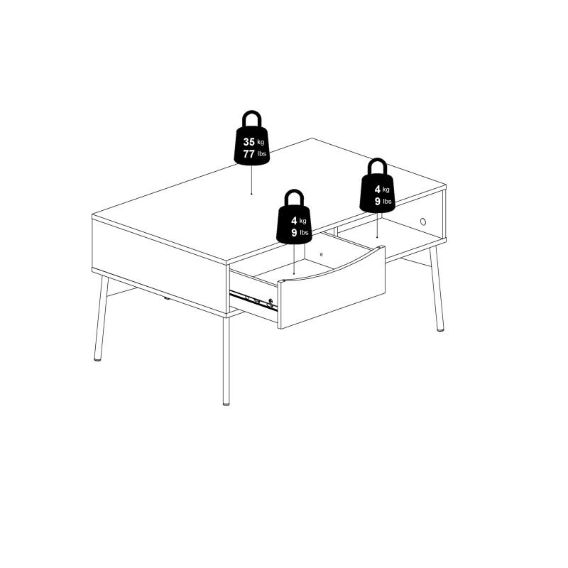 Fur White 1 Drawer Coffee Table