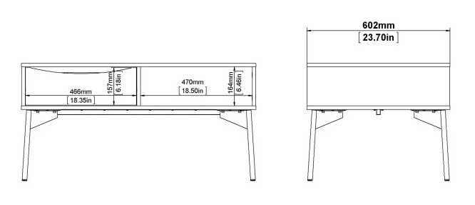 Fur White 1 Drawer Coffee Table