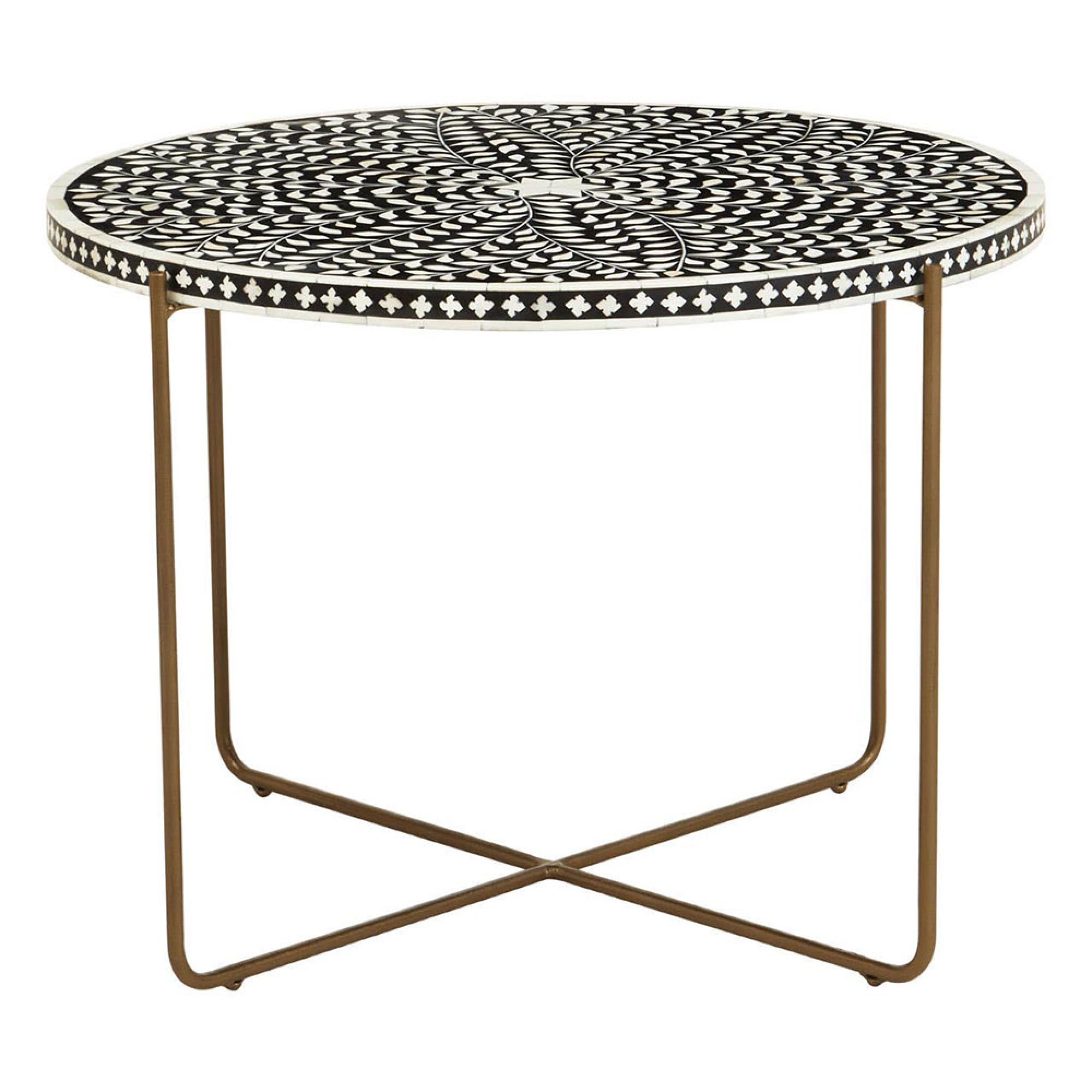 Fusion Black Bone Inlay Round Coffee Table
