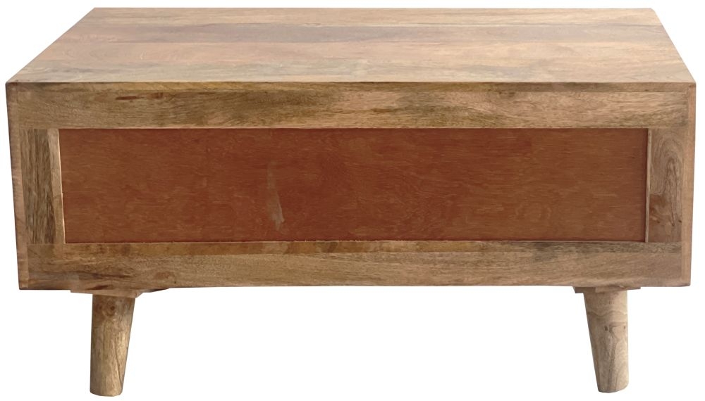 Geometric Carved Mango Wood Storage Coffee Table