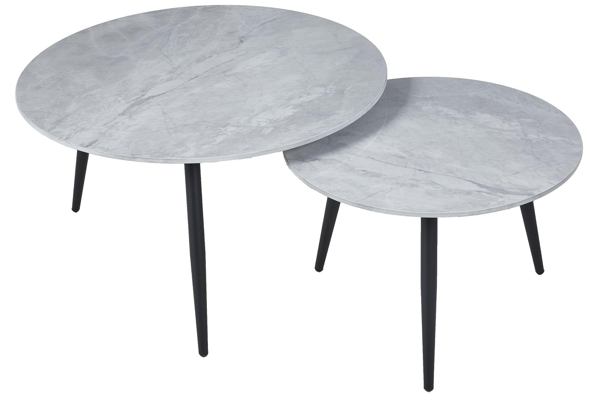 Glade Coffee Table - Round - Grey Ceramic - Set of 2