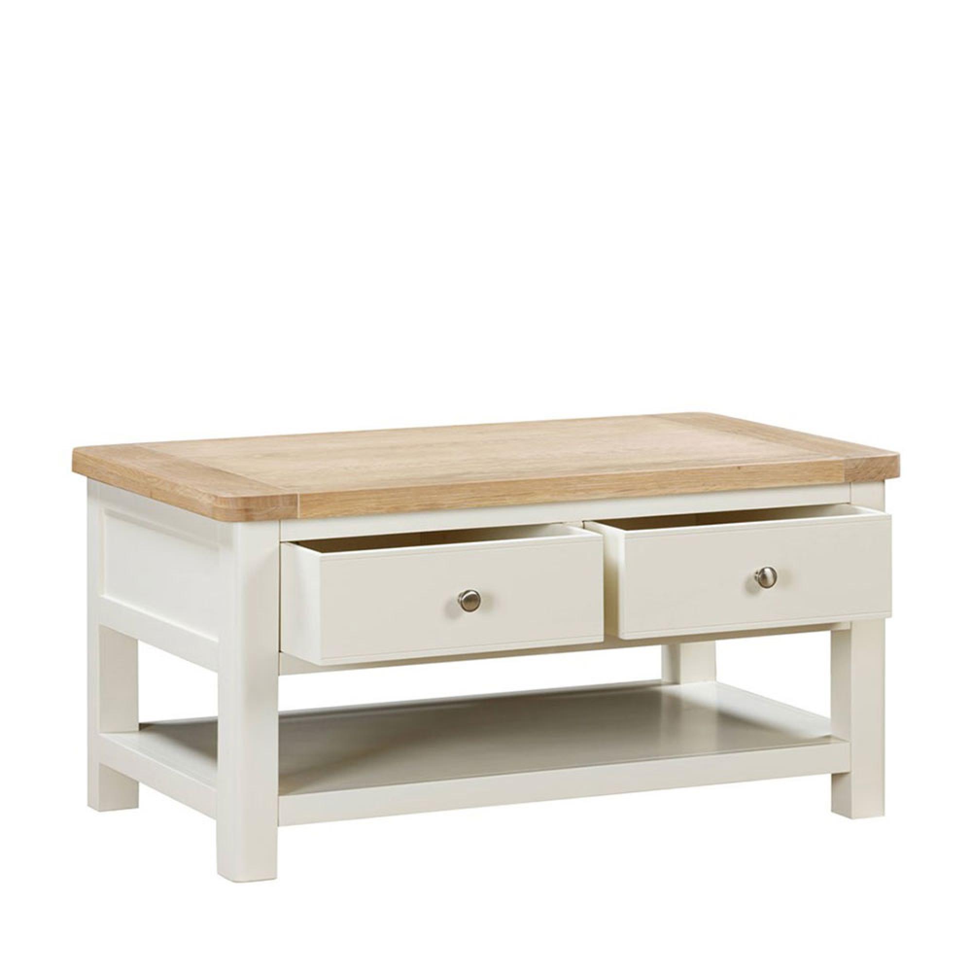 Hayley Coffee Table - 2 Drawer - Oak and White