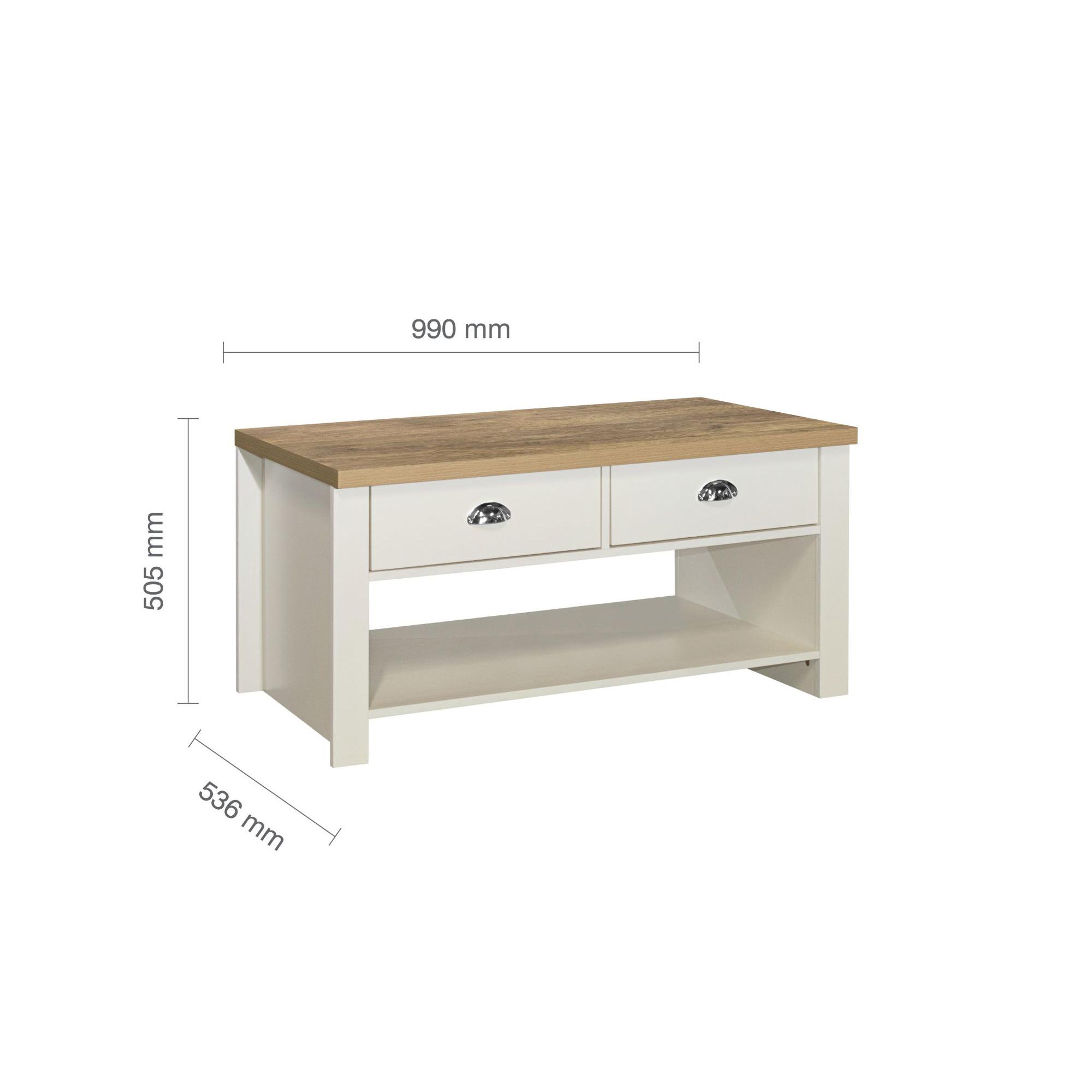 Highgate Coffee Table - 2 Drawer - Cream Painted
