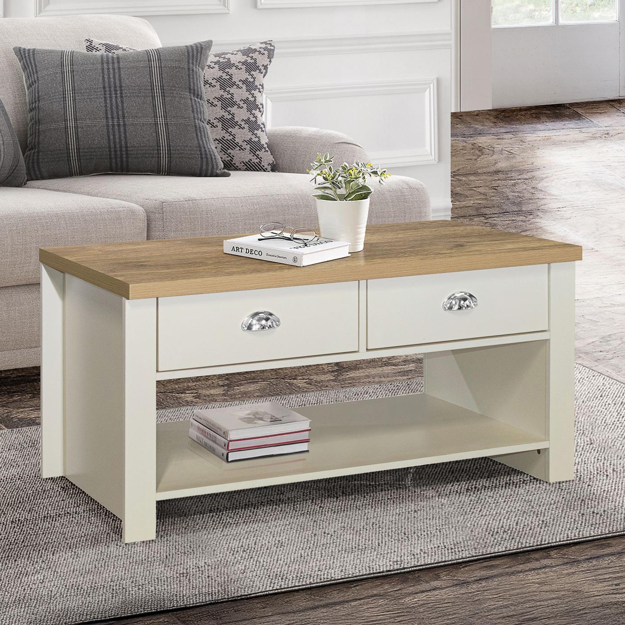 Highgate Coffee Table - 2 Drawer - Cream Painted
